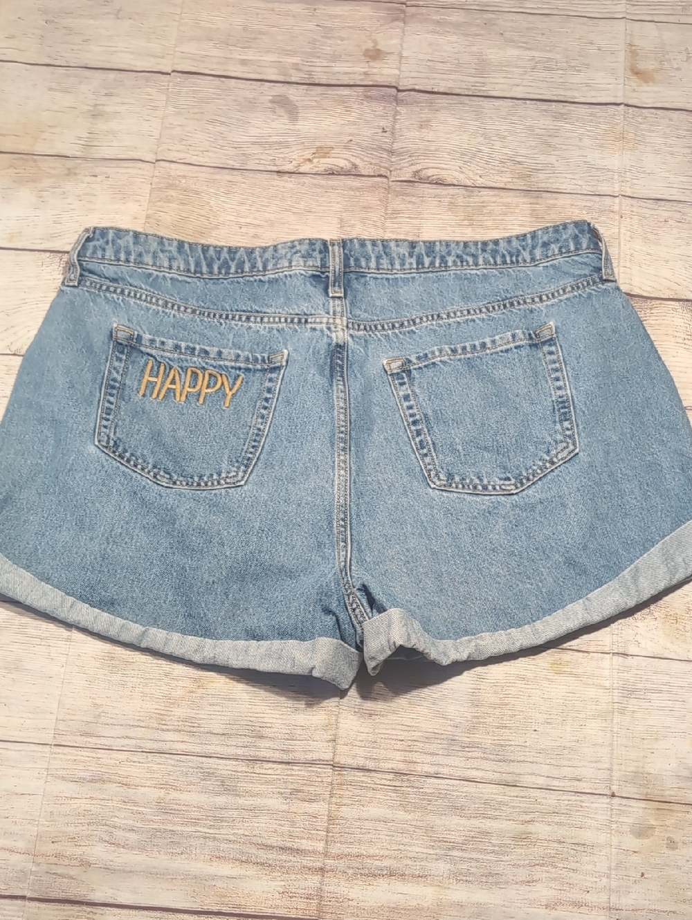 Wild Fable Women's Blue Denim High Rise Mom Shorts Happy Stitch On Pocket Siz 18